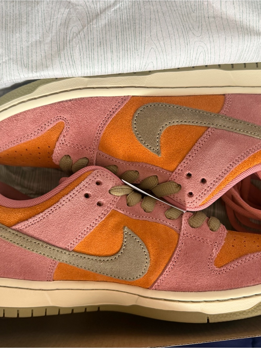 Nike Dunk Low Pink Orange Suede Sneakers